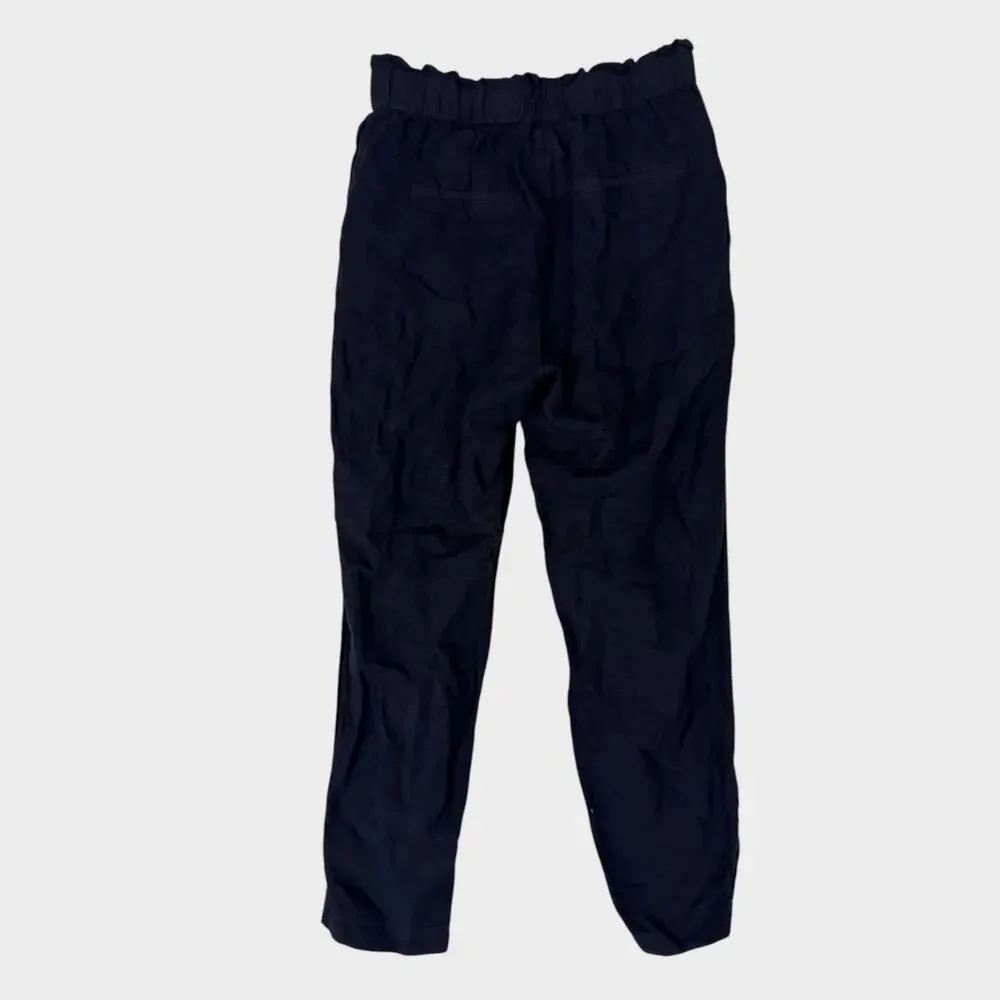 H&M Linen Blend Size 2 Black Paperbag Pull On Pants